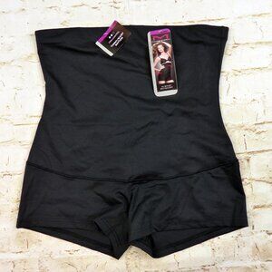 Maidenform Hi-Waist Boyshort Shapewear Womens 2XL Black Firm Control P2107 NWT
